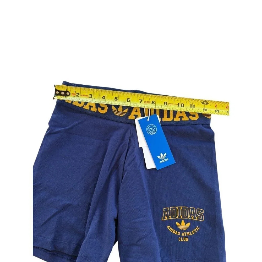 Adidas Womens Booty Shorts Blue/Yellow Size S Athletic Fit Cotton Blend Comfort